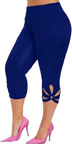 Yoga hlače za žene kapri duljina plus size Stilska čista šupljina visoki struk kontrola trbuha kondicija atletski usjev