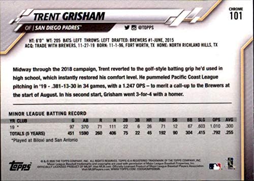 2020. Topps Chrome 101 Trent Grisham San Diego Padres MLB bejzbol kartica NM-MT