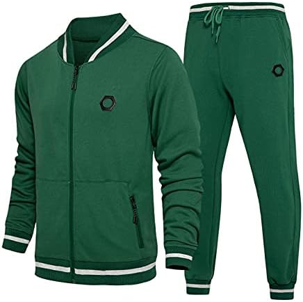 Zhuer muški casual tracksuits 2 komada u boji blok dugih rukava Sweatsuit sets puni zip jakne i hlače topli sportski set