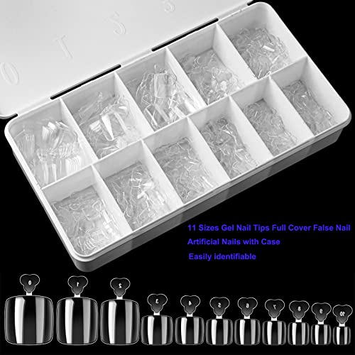 550pcs mekani gel savjeti za nokte s potpunim pokrivanjem, 11 veličina gel savjeta za nokte s potpunim pokrivanjem lažnih noktiju umjetni