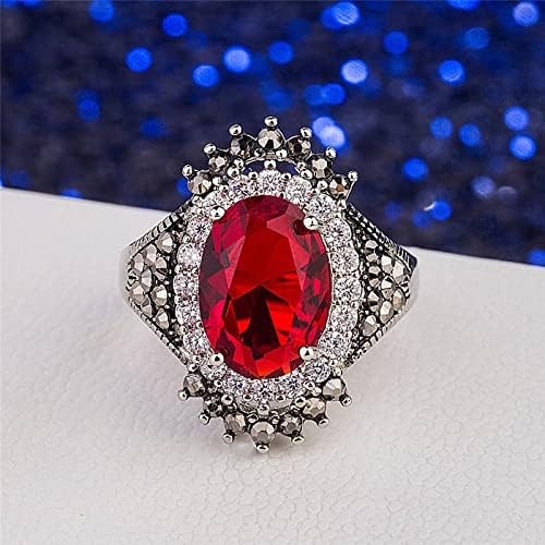 Vintage tajlandska ruda prsten prsten pretjerani veliki nakit crveni šipak od crni prstenovi polimerni prstenovi