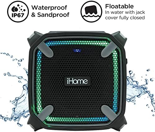 Ihome vodootporni Bluetooth zvučnik s svjetlima za promjenu boje, IP67 Certified prijenosni zvučnik idealan za bazen, plažu, planinarenje,