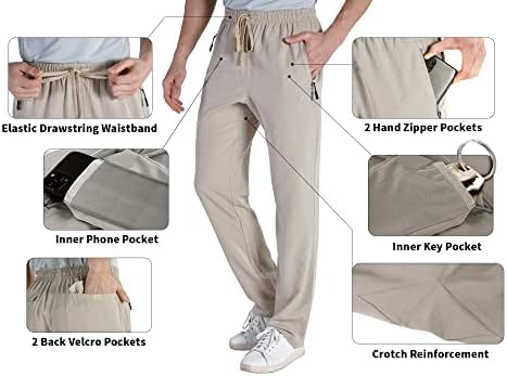 Tkanine muške lagane elastične hlače struka za atletske trenirke s džepovima s patentnim zatvaračem za planinarenje casual putovanja