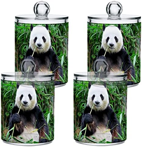 Yyzzh Giant Panda Bear Bamboo Forest Jungle Woodland 4 Pack QTip držač za dozator za pamučni lopta Okrugli jastučići od 10 oz apoteka