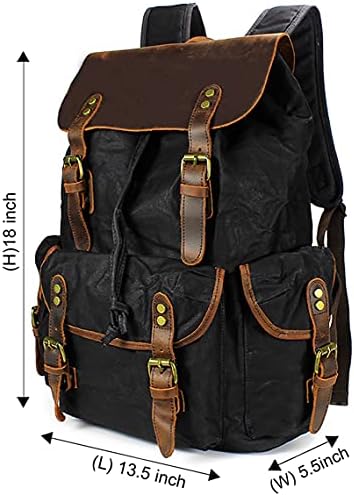 Huachen platno kožni ruksak za muškarce žene, vintage putnički ruksak, veliki dnevni pack za torbu za prijenosno računalo