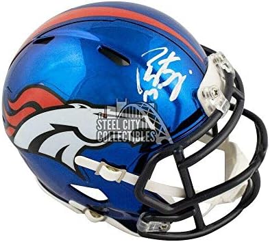 Kromirana malonogometna kaciga Denver Broncos s potpisom Peightona Manninga-fanatici-NFL mini kacige s potpisom