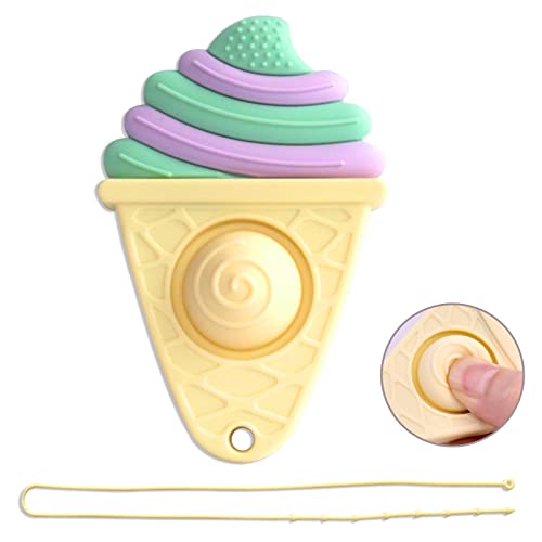 Sudbina igračaka za zube za bebe za bebe 6-12 mjeseci, oblik sladoleda s tiskanim mjehurićima silikonskih igračaka za žvakanje, besplatno