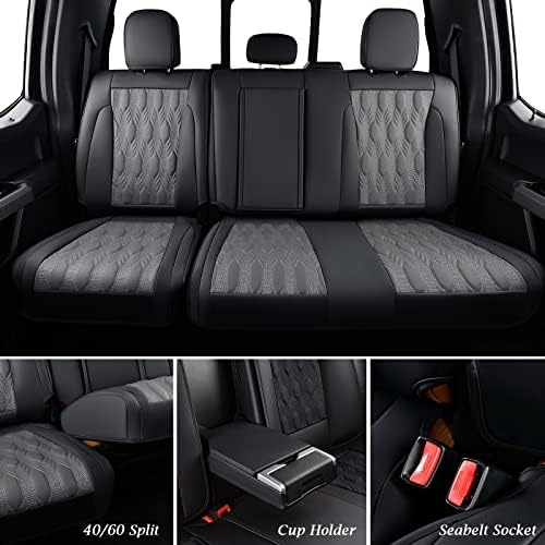 COVERDO SEAT SEAT POKLJUČI FULLSET 5PCS, vodootporna kožna prednja i stražnjeg poklopca jastuka za kamion za kamion Fit za 2015-2023