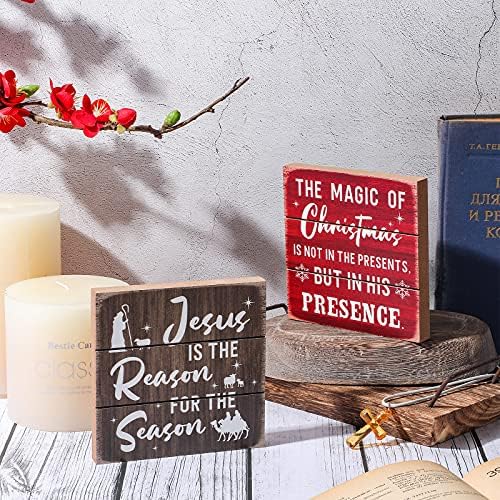 Rustikalni božićni znak Isus je razlog sezonskog dekorskog znaka ukrasni drveni zid viseći znak Isusova kutija snježne pahuljice Znak