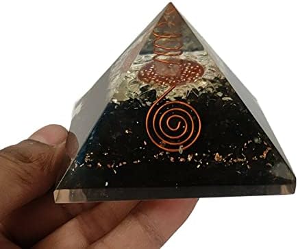 Sharvgun orgonit Piramida shungite dragulj cvijet života orgona piramida negativna zaštita energije 65-70 mm, etra velika piramida