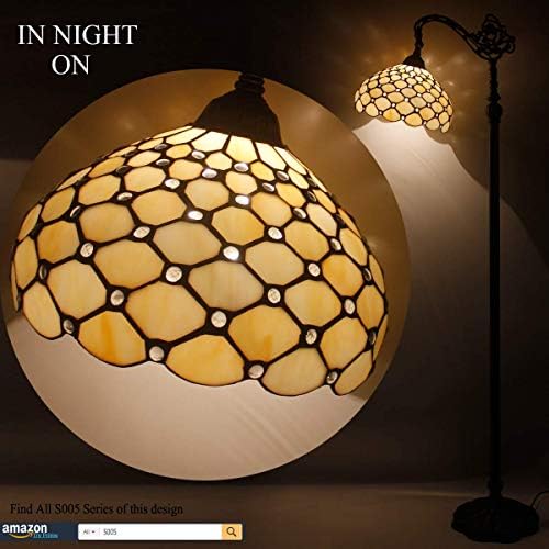 Podna svjetiljka od perli od krem jantara 12.18.64 inča lučna svjetiljka s podesivim kutnim stupom od GUSJEG vrata za čitanje dekor