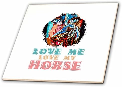 3. Nacrtajte lice djevojke, žene i konja-volite me, volite mog konja šarenim tekstualnim pločicama