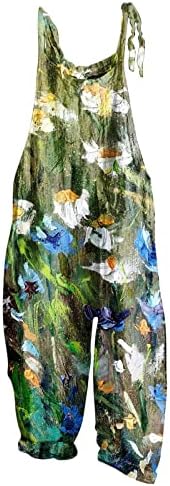 Lmsxct ženska ležerna labava dugačka pamučna kombinezona Baggy boho cvjetni print kombinezoni ROMPERS široke hlače za noge s džepovima