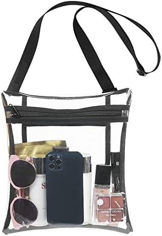 Prozirna torba za torbu s križem na ramenu odobrena od stadiona za koncerte i sportske događaje, torba na ramenu s unutarnjim džepom