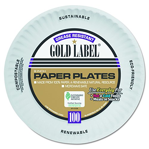 Pakiranje od 99 inča zlatna etiketa bijela papirna ploča obložena promjerom od 9 inča