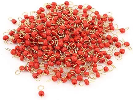 Novi LON0167 300 PCS crvena keramička perlica 3,2 mm glava dia zlatni ton bakar PCB testni terminali (300 Stücke rote keramikperle