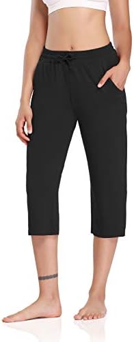 Dibaolong Women Yoga hlače Capri Wide Wide Nog Comfly crtanje labave dnevne hlače s džepovima