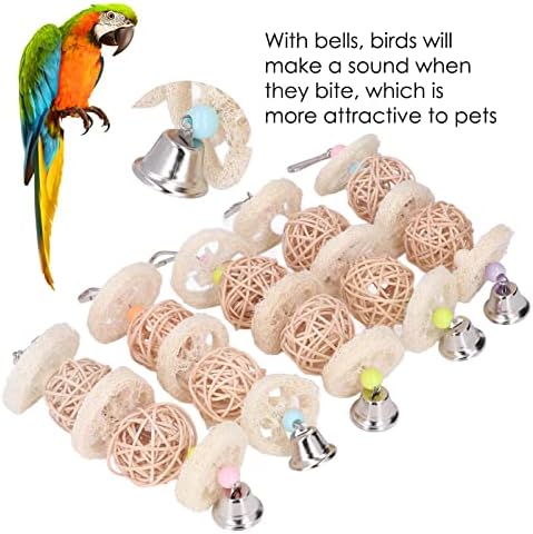 Igračke za ljuljačke ptice, papagaj loofah sepak takraw, viseći loofah papira igračke ptice s zvonima fiksne kuke za ptice papige