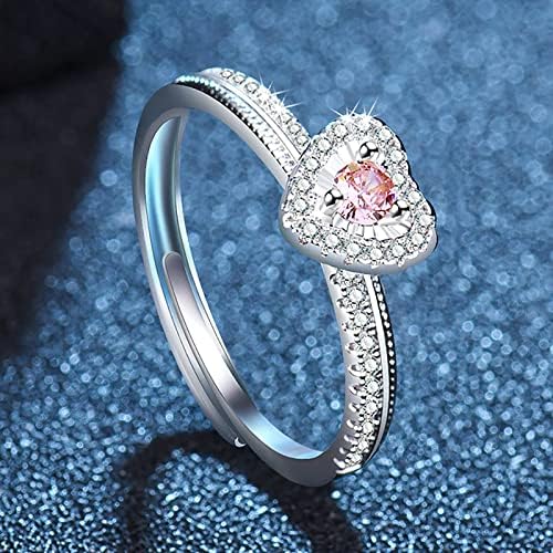 2pcs ženski koktel prsten vjenčani pokloni za zaruke Moissanite u obliku srca s otvorenim krajem podesivi prsten jednostavan modni