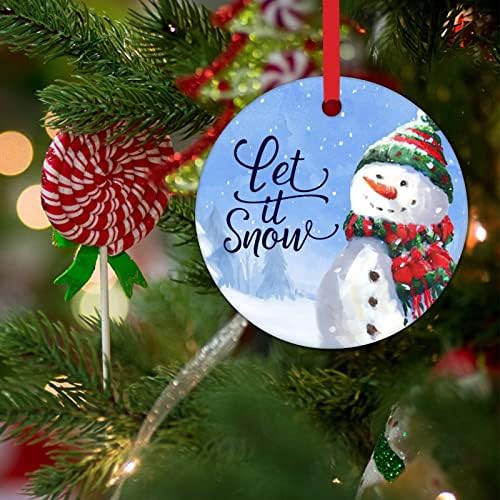 Pustite da snijeg božićni ukrasi za djecu zimsko plavo nebo smiješni božićni dekor snjegović okrugli keramički božićni ukrasi čuvaju
