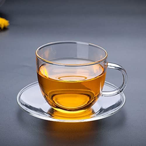 Stobok 4PCS Clear kava tanjuri okrugle šalice tanjuri mali stakleni tanjuri zalogaj tanjuri za kavu čaj tanjur za piće jelo za čaj