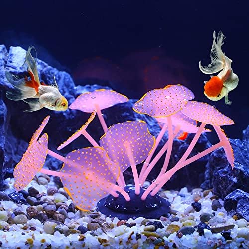 Mekani silikonski svjetleći akvarijski koralj u obliku gljiva, fluorescentni vodeni umjetni koralj za ukrašavanje akvarija, narančasta