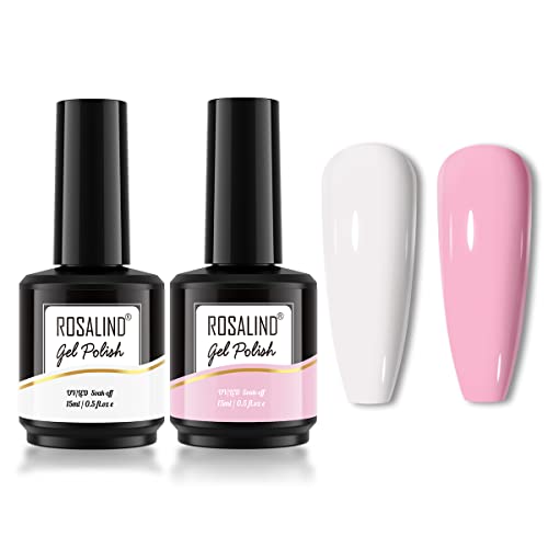 2pcs 15ml bijeli i ružičasti gel lak za nokte, bijeli vruće ružičasti, upijajući proljetni i ljetni gel lak za nokte mekani ružičasti