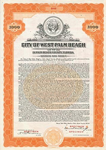 Zapadni grad Palm Beach, obveznica od 1000 dolara