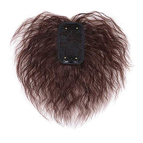 Ukosnica za kovrčavu kosu na ukosnicama za ljudsku kosu sa šiškama, pahuljasta perika prirodnog izgleda za finu kosu, 6 inča tamno
