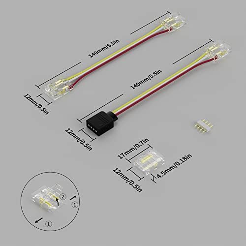 10 mm Priključci za LED traku s prilagodljivom LED trakom, 3-pinski komplet za produženje terminala bez lemljenja, 4 komada produžnih