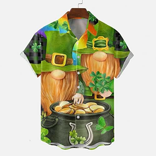 PDFBR St. Patrick's Day muški gumb dolje košulje kratke rukave casual majice zelene smiješne grafičke grafičke plus majice za kuglanje