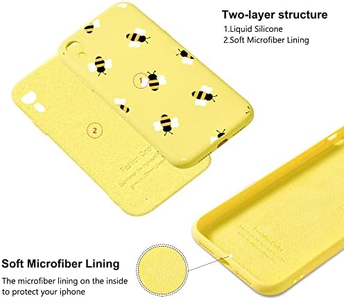 Maycari Slatka Žuta pčelinja uzorka telefona za iPhone XR, tekući silikonski mekani guma zaštitni telefon za žene za žene djevojke