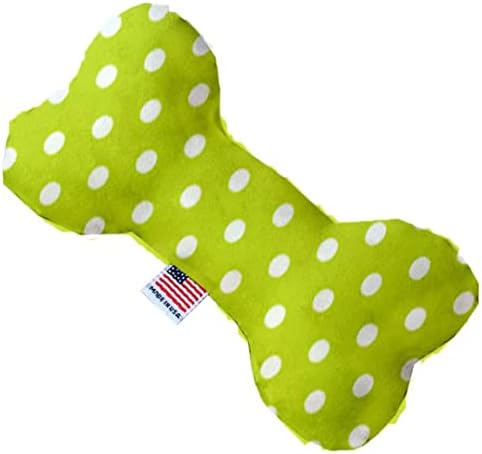 Mirage Pet proizvod vapna zelena polka točkica 6 inča platna kosti igračka za pse