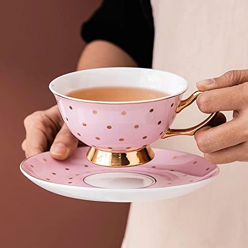 Trexd ružičasta keramička šalica kave i tanjur postavljen popodnevni čaj šalica crni čaj šalica djevojčica i tanjur