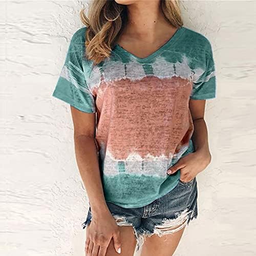 Vrhunska majica za žensku ljetnu jesensku odjeću Country Concert kratki rukavi duboko v vrat pamučni grafički vrh 4T 4T 4T