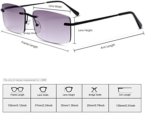 Naočale za čitanje bez okvira s punom UV zaštitom sunčane naočale s opružnom petljom protiv plavog svjetla za muškarce i žene bez bifokala