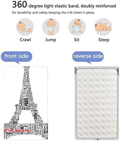 Paris tematski opremljeni mini korist, prijenosni mini krevetići ultra meki materijal-sjaji za dječake ili djevojčicu ili vrtić, 24