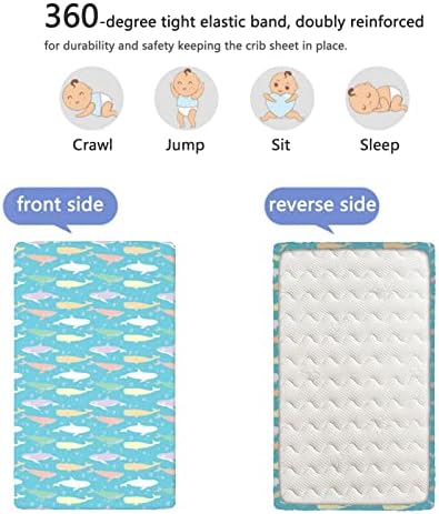 WHALE tematski opremljeni mini krevetići, prijenosni mini krevetići s kolicama za malu matricu madraca listovi za bebe limove za djevojčice