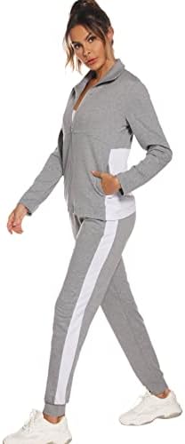 Halcyeen Sweatsuits za žene postavljaju 2 komadne odjeće za žene jogging odijelo salon dukserice i jogger hlače s džepovima