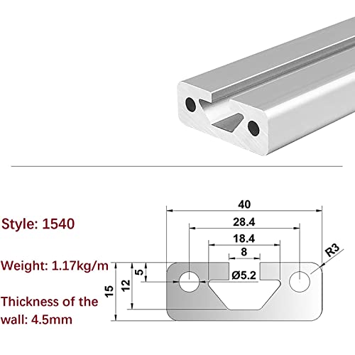 2 pakiranja aluminijskog ekstruzijskog profila 1540 duljina 86,61 inča / 2200 mm srebrna, 15 mm 40 mm 15 serija europski standardni