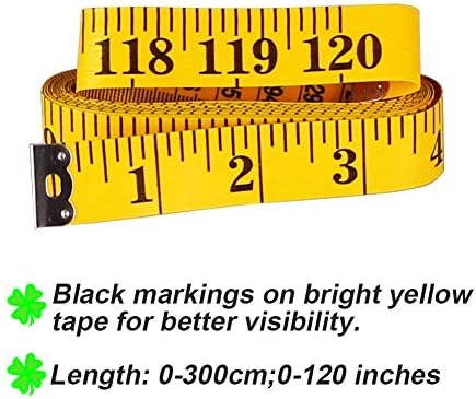 Mekana mjerna traka od 120 inča / 300 cm, džepna mjerna traka za mjerenje tijela krojačke tkanine, Žuta, 2 pakiranja
