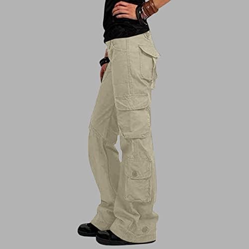Zlovhe teretne hlače Žene visoki struk, ženske vrećaste teretne hlače s džepovima široke hlače za noge labave duge hlače teretne hlače
