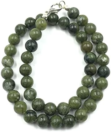 15,5 & 34 inča prirodni zeleni dragulj od žada s okruglim perlama, ogrlica za djevojčice i Žene, Uniseks ogrlica, ručno izrađena