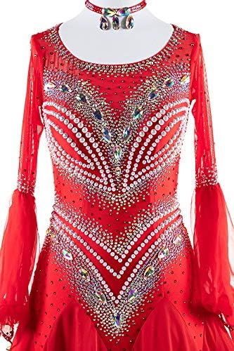 Kolekcija šminke - AB10 Žene elegantne tango waltz salsa Standardna plesna haljina Lycra Crystal - prilagođena crvena