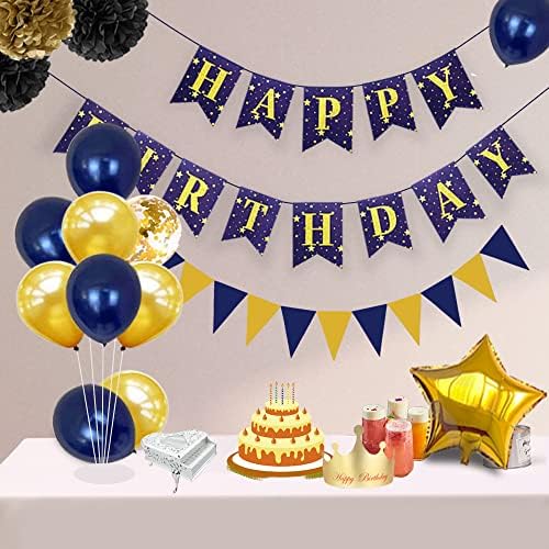 Yujiaonly 65. rođendanski ukrasi, sretni rođendanski natpis Zlatni broj 65. baloni sretan rođendan SASH lateks i baloni konfeti savršeni