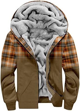 Jakne za muškarce, zgušnjavanje Sherpa Fleece obložena topli zimski kaputi, vintage grafički mekani prekrivena odjeća s kapuljačom