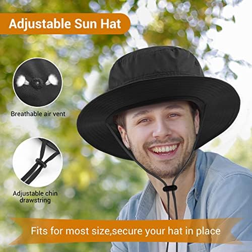 Široki boonie šešir šešir za muškarce za muškarce, muški šešir sa UV zaštitom za ribolov planinarski kampiranje safari vrtna plaža