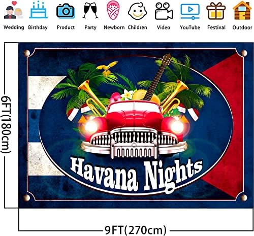 KIKIDOR noćna pozadina Havane Kubanski vintage automobil tropska Palma karnevalska Glazba rekviziti za ukrašavanje zabave Kubanska