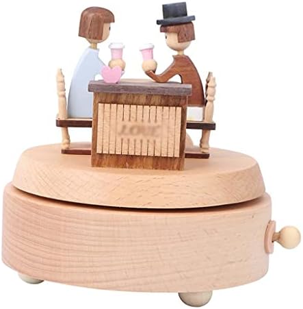 Tazsjg drvena glazbena kutija ručno izrađena lijepa ljubavna glazbena kutija vjenčani rođendanski poklon (boja: a, veličina