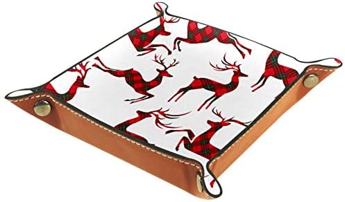 Lyetny božićna crvena karirana elk jelena Organizator Organizator kutija za odlaganje kadice kadij radne površine Promijenite ključ